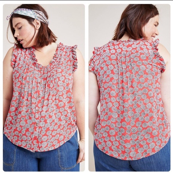 Maeve Plus Rayne Tank Buttondown Blouse Printed